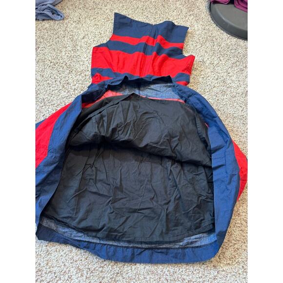 L.L. Bean Signature Dress, size 2 Petite, Red & Blue Sleeveless, Fit N Flare - Picture 6 of 9